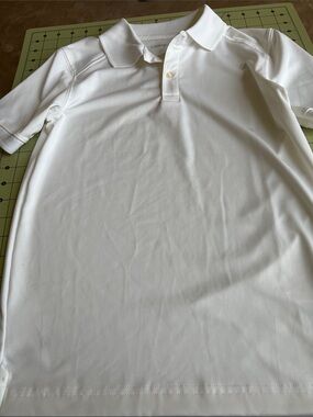 Lands' End White Short-Sleeve Polo